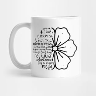 Inspirational Psalm 1:3 Verse with Flowers Mug